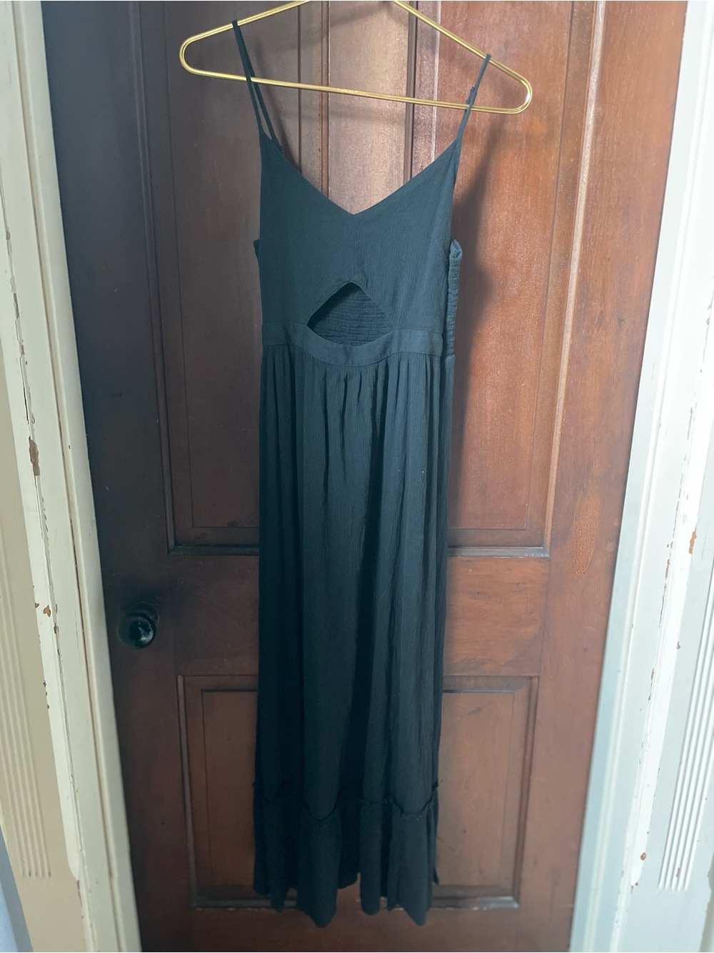 aerie women's small spaghetti strap black maxi dress